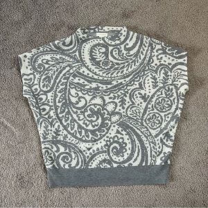 Cynthia Rowley Womens Paisley Shirt Top Blouse Gray White Size XL